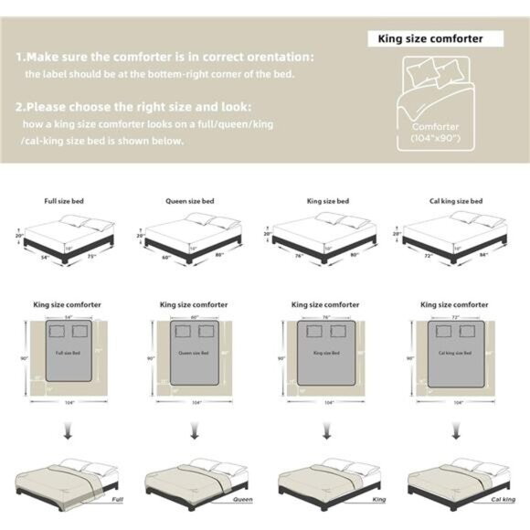 King Size Comforter Set Beige, 3 Pieces Cream Tufted Boho Farmhouse Bedding - Picture 7 of 8